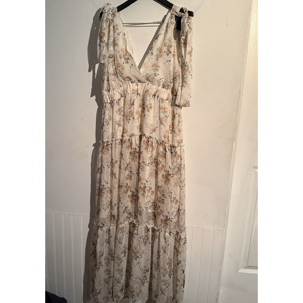 Olia Large Dress Floral Cream Tiered Maxi Dress Boho Cottagecore Prarie